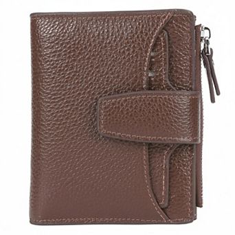 Genuine Leather RFID Blocking Compact Bi-fold Wallet with ID Window Card Slots