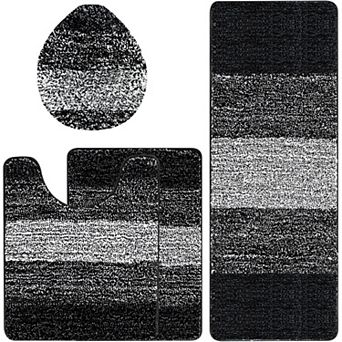 Bath Rug Set 4 pc with Toilet Lid Cover and Rug Set, for Bathroom Tub and Shower
