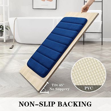3-Piece Navy Memory Foam Bath Mat Set, Super Soft Non-Slip Bathroom Floor Rugs