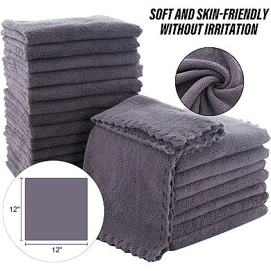 24 Pack Soft Premium Washcloths Set, Quick Drying - Highly Absorbent Coral Velvet Bathroom
