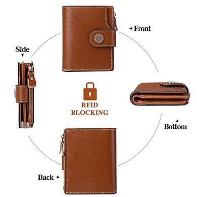 Women's Lightweight Genuine Leather RFID Blocking Wallet with Card Holders