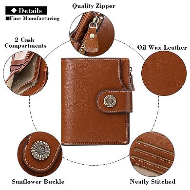 Women's Lightweight Genuine Leather RFID Blocking Wallet with Card Holders