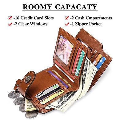 Women's Lightweight Genuine Leather RFID Blocking Wallet with Card Holders