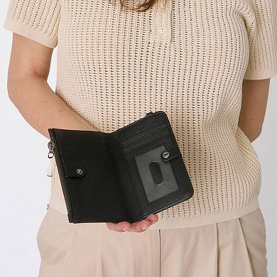 Leather Travel Card Wallet With Key Ring Slim RFID Blocking Multi Slot
