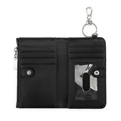 Leather Travel Card Wallet With Key Ring Slim RFID Blocking Multi Slot