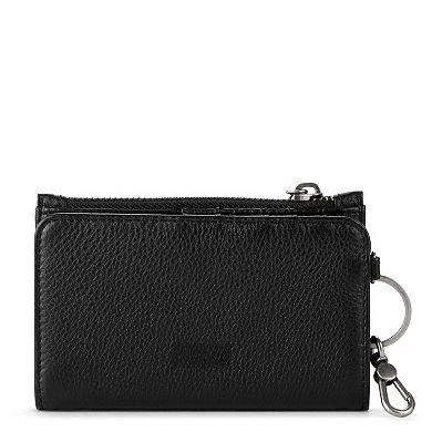 Leather Travel Card Wallet With Key Ring Slim RFID Blocking Multi Slot