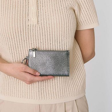 Leather Travel Card Wallet With Key Ring Slim RFID Blocking Multi Slot