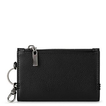 Leather Travel Card Wallet With Key Ring Slim RFID Blocking Multi Slot