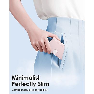 Women Slim RFID Blocking Leather Trifold Wallet Pop Up Card Holder Minimalist Front Pocket