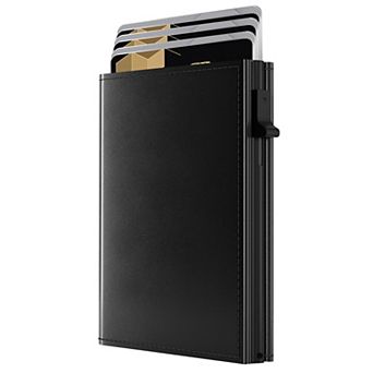 Women Slim RFID Blocking Leather Trifold Wallet Pop Up Card Holder Minimalist Front Pocket