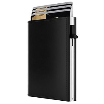Women Slim RFID Blocking Leather Trifold Wallet Pop Up Card Holder Minimalist Front Pocket