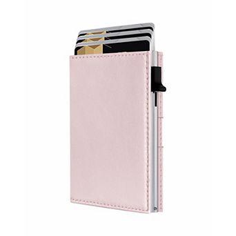Women Slim RFID Blocking Leather Trifold Wallet Pop Up Card Holder Minimalist Front Pocket