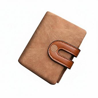 Women's PU Leather Bifold Slim Wallet RFID Blocking Card Holder Zipper Pocket
