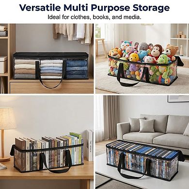 Thick PVC storage bag with zipper handle for clothes, dolls, books
