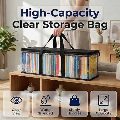 Thick PVC storage bag with zipper handle for clothes, dolls, books