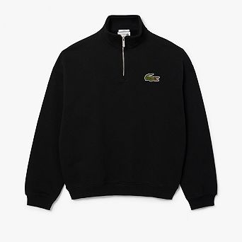 Lacoste Unisex Adult Accent Badge Zip Neck Loose Fit Sweatshirt