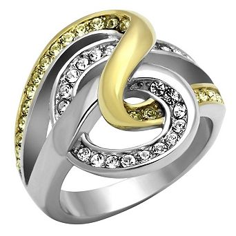 Alamode Gold Ion Plated Crystal Twist Knot Ring
