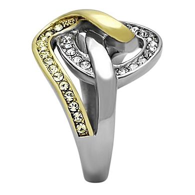 Alamode Gold Ion Plated Crystal Twist Knot Ring