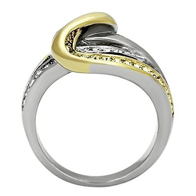 Alamode Gold Ion Plated Crystal Twist Knot Ring