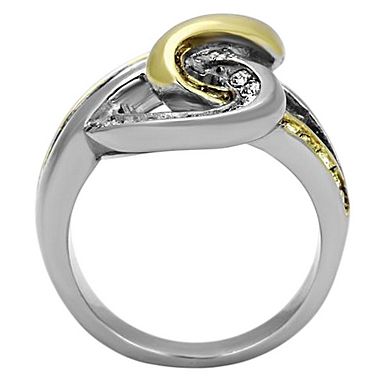 Alamode Gold Ion Plated Crystal Twist Knot Ring