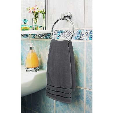 8-Piece Luxury Towel Set 600GSM Cotton Viscose Stripe Bath Hand Washcloth Grey