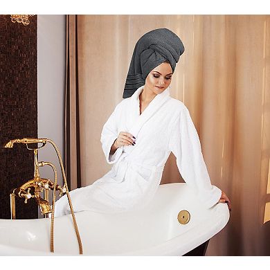 8-Piece Luxury Towel Set 600GSM Cotton Viscose Stripe Bath Hand Washcloth Grey