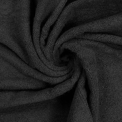 8-Piece Cotton Towel Set 2 Bath 2 Hand 4 Washcloths Soft Absorbent Ring Spun Quick Dry Black