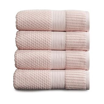 Bath Towels 4 Pack 30"x52" 600 GSM Cotton Super Soft Absorbent Quick Dry Textured Durable Light Pink