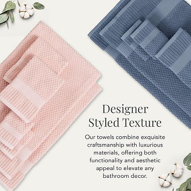 Bath Towels 4 Pack 30"x52" 600 GSM Cotton Super Soft Absorbent Quick Dry Textured Durable Light Pink