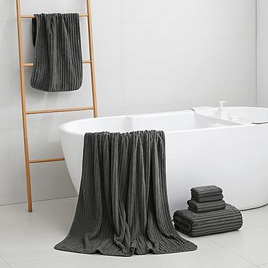 Bath Towel Set of 6, Oversized Microfiber Bath Sheets, Soft & Quick Dry