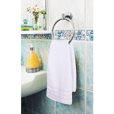 8 Piece Luxury Towel Set 600GSM Cotton Viscose Stripe Bath Hand Washcloths White
