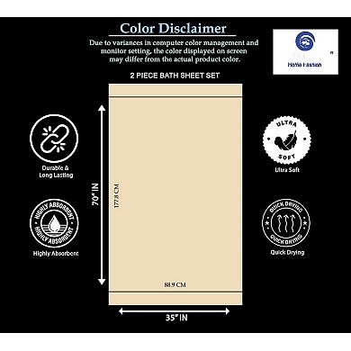 700 GSM 2-Pack Oversized Bath Sheets 35x70 100% Combed Cotton Hotel Spa Quality Ultra Soft Highly