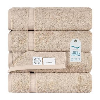 4 pc Bath Towels Set 27x54 100% Cotton Hotel Quality Super Absorbent Thick Plush Taupe