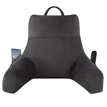 Memory Foam Reading Pillow with Arms for Bed, Couch, or TV Viewing - 18" Grey