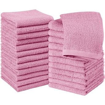 24 Pack Washcloths Set Ring Spun Cotton Soft Absorbent Face Cloths 12x12 Inch Dusty Pink