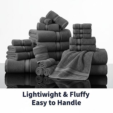 18-Pack Cotton Towel Set Zero Twist 550 GSM Absorbent Soft Hotel Spa Quality