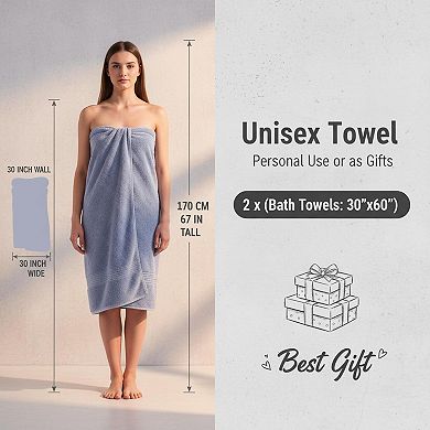 2 Pack Microfiber Bath Towels Ultra Soft Absorbent Fast Drying Large Body Towel Set for Shower Gym