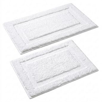 2 pc Bathroom Rug Set Super Soft Fluffy Non Slip Washable Bath Mats for Shower Tub Vanity Sink