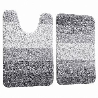 2 pc Bathroom Rug Set Soft Absorbent Microfiber Non Slip Machine Washable Plush Shaggy Bath Mats