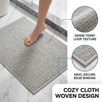 3 Piece Bathroom Rugs Set Quick Dry Thin Non Slip Absorbent Machine Washable Geometric Design