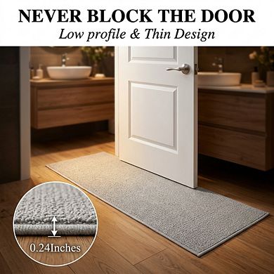 3 Piece Bathroom Rugs Set Quick Dry Thin Non Slip Absorbent Machine Washable Geometric Design