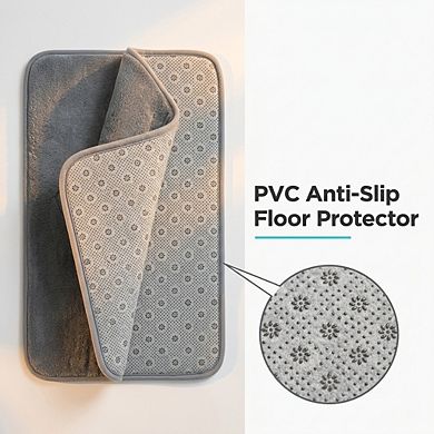 3 Piece Bathroom Rugs Set Non Slip Quick Dry Ultra Soft Memory Foam Bath Mat Set