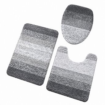 3 pc Bathroom Rugs Set Soft Microfiber Absorbent Quick Dry Machine Washable