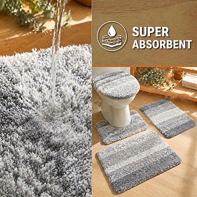 3 Piece Bathroom Rugs Set Soft Microfiber Absorbent Quick Dry Machine Washable