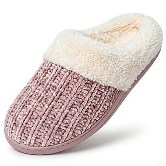 Women's Knit Slippers with Memory Foam, Plush Warm Indoor Outdoor Comfy Slippers