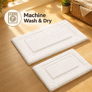 2 Piece Non Slip Washable Microfiber Bathroom Rug Set Absorbent Soft Floor Mats