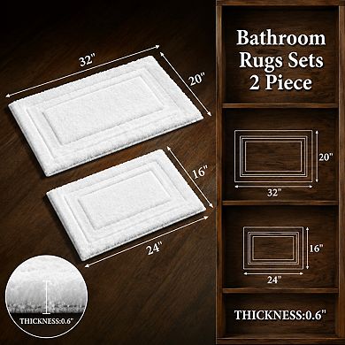 2 Piece Non Slip Washable Microfiber Bathroom Rug Set Absorbent Soft Floor Mats