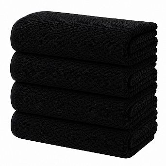 4 pc Waffle Weave Bath Towel Set Luxury Super Absorbent Quick Dry Oversized