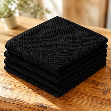 4 Piece Waffle Weave Bath Towel Set Luxury Super Absorbent Quick Dry Oversized