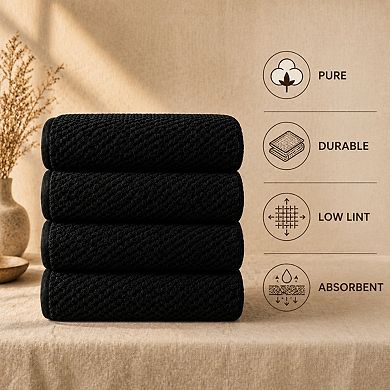 4 Piece Waffle Weave Bath Towel Set Luxury Super Absorbent Quick Dry Oversized